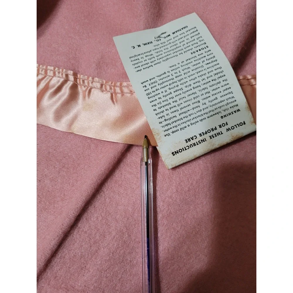 Vintage Chatham Blanket With Satin Edge Rose Pink Full Twin 72x84